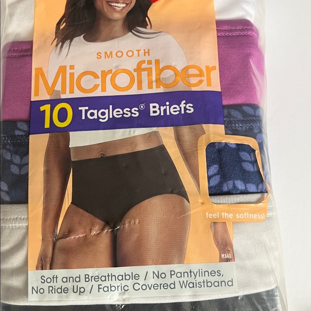 Hanes Women’s  Tagless Briefs - Black, White, Purple, navy blue , grey - Picture 2 of 8